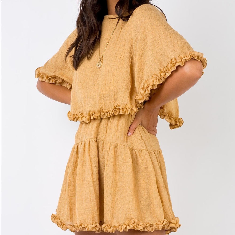 Princess Polly Astro Mini Dress Mustard (UNWORN)